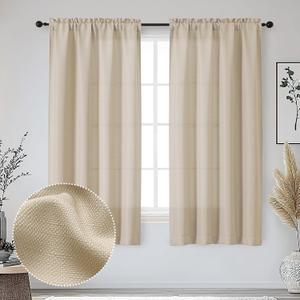 OWENIE Bob Linen Curtains 63 Inch Length 2 Panels Set for Living Room Bedroom, Light Filtering Faux Linen Textured Soft Window Curtain, Airy Soft Rod Pocket cortinas para cuarto, 40Wx63L Inches, 2 Pcs