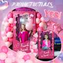 35 Pcs Halloween Trunk or Treat Car Decorations Kit Hot Pink Girls Theme Trunk or Treat Decorations with Balloon and Pink Photo Props for Car Garage Door Entryway Party Decor