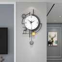 FLEBLE Large Wall Clocks for Living Room Decor Modern Pendulum Wall Clock Silent Quartz Battery Operated Non-Ticking for Bedroom Kitchen Office 24inch Black Metal Deer Clock Wall Decor for Home Indoor, 14*24 in
