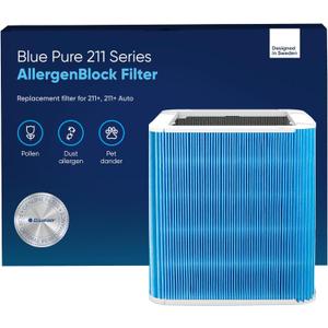 BLUEAIR Blue Pure 211+ Series AllergenBlock Filter, Genuine Replacement, Blueair Allergies, Pet Dander, Pollen, Dust, Blue Pure 211+ Series AllergenBlock Filter Fits Blueair 211+ and 211+ Auto
