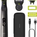 Philips Norelco OneBlade 360 Pro Face + Body Electric Beard Trimmer, Shaver & Bodygroomer, with 360 Blade Technology, 2X 360 Blade, 20-Length Adjustable Comb, Body Kit, & Travel Case, QP6552/90 (Black/Lime Green)
