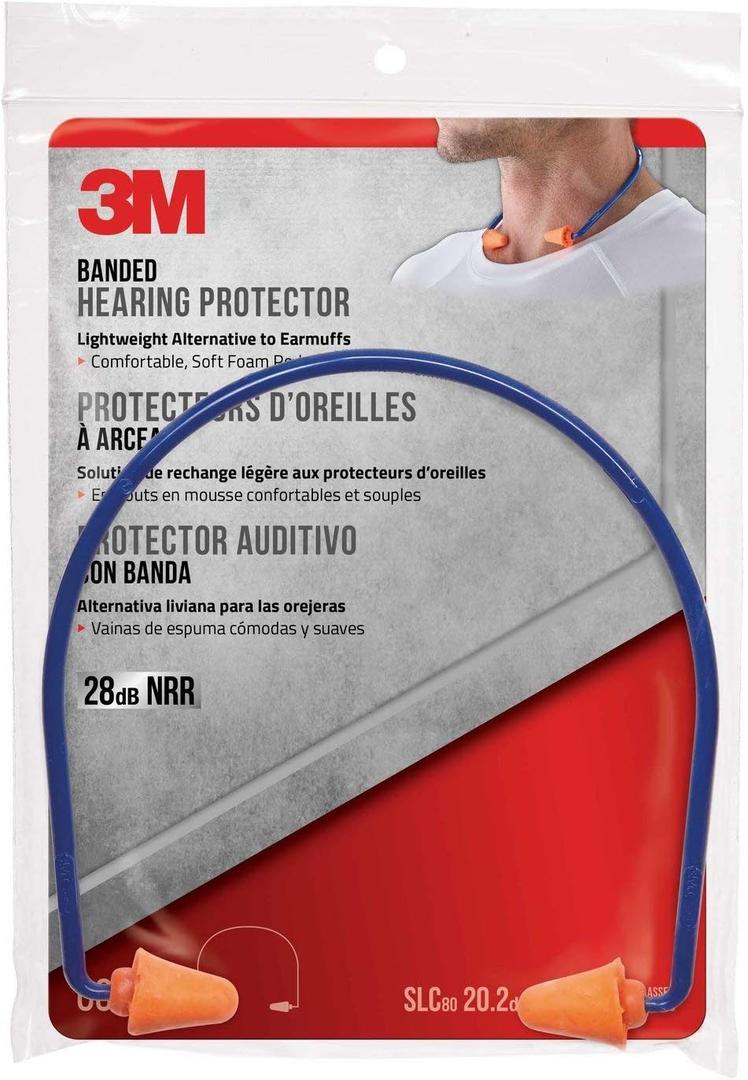 3M Banded Hearing Protector, Noise Reduction Rating (NRR) 28 dB, Lightweight Alternative To Earmuffs, Easy To Insert & Remove, Soft & Flexible Foam Ear Plugs, Convenient Earplugs (90537H1-DC)