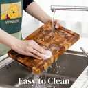 Premium End Grain Teak Cutting Board 12" x 8" x 1" with Handle & Juice Groove, Medium Thick Solid Non-toxic Wood Butcher Block for Meat, Fruit, Cheese & Kitchen Prep by New M Way