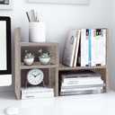 Jerry & Maggie Office Desk Organizers and Accessories for College Dorm Decor, Supplies Wooden Desk Organizer for Plants, Cubicle Shelf of Makeup Organizer for Cute Room Decor, Grey Oak (6.8"D x 22.5"W x 15.35"H)