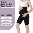 Women Maternity Shorts Pregnant Seamless Biker Shorts Over The Belly Pregnancy Yoga Active Athletic Workout Shorts (Black, XXL)