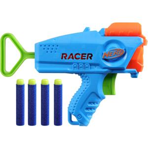 NERF Elite Junior Racer Easy Play Dart Blaster, 4 Nerf Elite Darts, Nerf Blaster Outdoor Toys, for Kids, Ages 6+