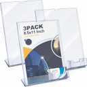 Geyee 8.5 x 11 Acrylic Sign Holder with Business Card Holder Clear Brochure Display Stand with Attached Business Card Pocket Advertisement Printed Material Flyer Holder Flyer Stand Frame (3)