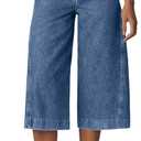 Astylish Capris Jeans for Women Wide Leg High Waisted Stretchy Jean Pants with Slanted Pockets (10, Ashleigh Blue)