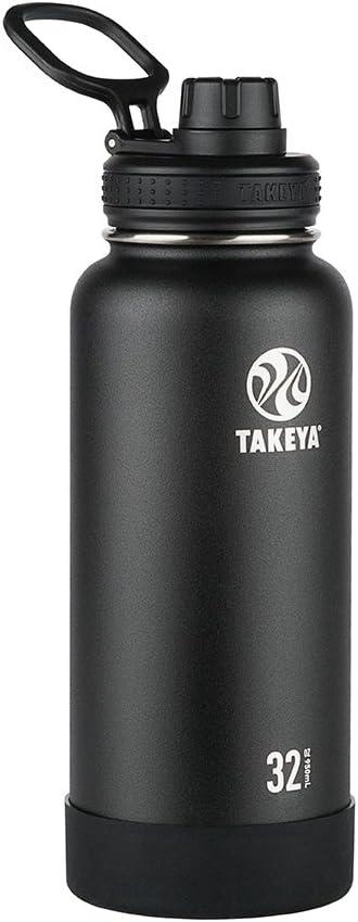 Takeya Actives Insulated Stainless Water Bottle with Insulated Spout Lid, 32oz, Onyx