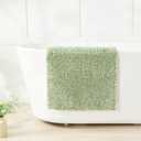Douceur Sage Green and White Bathroom Rugs Non Slip, Luxury Thick Plush Shaggy Bath Mats for Bathroom Washable, Fluffy Absorbent Bath Rugs, Quick Dry Shower Mat Gifts, 23.5" x 15.5"
