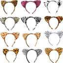 12pcs Animal Cat Ear Headbands Woodland Creatures Cosplay Forest Theme Costume Ears Headbands for Kids Party Favor Halloween Costume