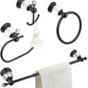 Black Crystal Bathroom Hardware Adjustable 24 Inch Towel Bar Set Toilet Paper Holder Towel Ring Coat Hooks Bathroom Accessories 4 Pieces Wall Mounted
