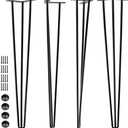 SPACEEUP 30" Hairpin Table Legs, 4PCS Coffee Desk Legs with Rubber Floor Protectors, 880lbs Load Capacity, Heavy Duty Black Metal Furniture Legs 3 Rods for DIY Bench Desk Dining End Table Chairs