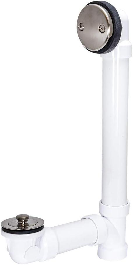 EZ-FLO 1-1/2 Inch Schedule 40 PVC Lift and Lock Two-Hole Decorative Bath Waste Drain, Plastic Tubular with PVD Brushed Nickel Trim, 35296