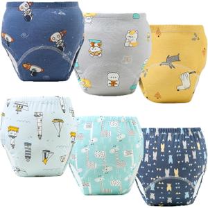 Upairy Training Pants Potty Training Underwear for Boys Girls,Toddler Potty Pants for 2T-5T,Soft Absorbent & Leak-Proof with Characters, 100% Cotton Washable (6PCS,Medium)