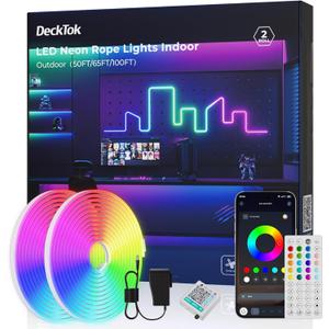 Neon Rope Lights Led 65FT - Flexible Led Strip Control with App/Remote Rope Lights Multiple Modes RGB IP65 Waterproof Outdoor Neon Music Sync Gaming Strip for Outdoor Christmas Decorations