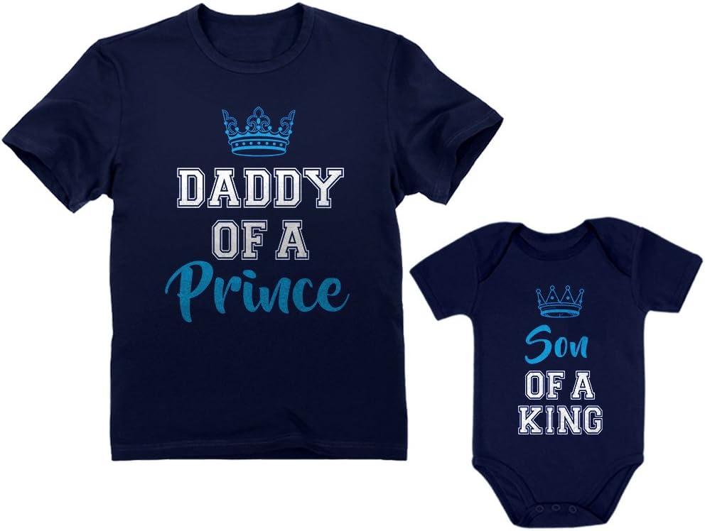 Tstars Daddy of a Prince Son of a King Matching Dad and Baby Shirts - Fathers Day Outfit Gift for Newborn & Dads Daddy Navy Large/ Son Navy 12M (6-12M)