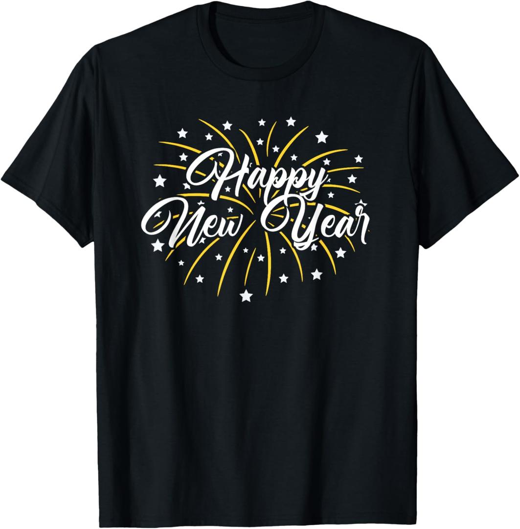 Happy New Year Tee Unisex-Kids T-Shirt Black Small, Black 