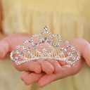 JWICOS Mini Princess Comb Silver Crystal Rhinestone Hair Accessory Comb Headband Decorations for Women and Girls