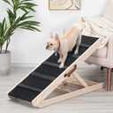 Wooden Adjustable Pet Ramp for All Dogs and Cats - Non Slip Carpet Surface and Foot Pads - 40" Long and Adjustable from 12 to 24 - Up to 200LBS - Folding Dog Car Ramps for SUV, Bed, Couch (Burlywood(black))