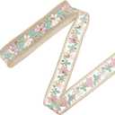 10 Yards Organza Jacquard Ribbon Polyester Floral Embroidered Sequin Woven Trim Tape Flower Embroidery Fabric Applique Ribbons for Sewing Making Crafts Wedding Dresses Bridal DIY Home Decor (Pink)