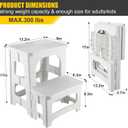 Folding 2-Step Stool for Adults Kids Non-Slip Collapsible Portable Step Stool for Kitchen Home Toilet Bedroom Office Bathroom Rv,Holds 300 Lbs(White)