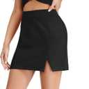 ATENTO Women's Side Slit High Waisted Mini Skirt Stretchy Fuzzy Bodycon Skort Skirts 2026 Y2K Club Skirts Going Out Outfits (Black, M)