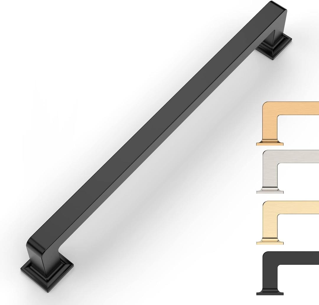 10 Pack 6.25 Inch Matte Black Cabinet Pulls - Kitchen Cabinet Hardware