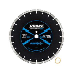 CRALY 14 Inch Super Thin Segmented Diamond Blade, 1 in Arbor, 9'' Diamond Stone Blade for Angle Grinder & Masonry Saw, Diamond Cutting Wheel for Cutting Concrete, Paver, Masonry, Stone, Granite
