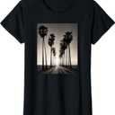 Black & White Photo of Palm Trees Sunset Vintage Photography TShirt, Small