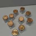 eispap 10Pcs 2oz Square Mini clear Glass Jars Small Honey Jars with Lids for Spice Canning Mason Gifts Candy Honey Wedding Party Favors DIY Crafts Food Storage 4.5 x 5.6cm (10, Rose Gold lid, Mini)