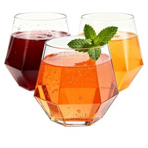 40 Pack 12oz Diamond Plastic Wine Glasses, Disposable Stemless Wine Cups - Shatterproof, Unbreakable & BPA-Free, Recyclable Drinkware for Wedding Reception, Birthday Party, New Year, Holidays & Events