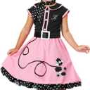 50s Outfit for Girls,Girls Poodle Skirts 50s Costumes for Halloween XL