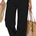Women Super Lightweight Wide Leg Loose Fit Elastic High Waisted Palazzo Pants Casual Summer Cruise Outfits (Black, XL)