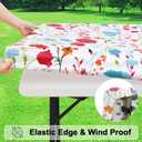 misaya Rectangle Vinyl Tablecloth, Fitted Table Cover, 100% Waterproof, Elastic Edge, Flannel Backing, Plastic Table Cloth Fit 6 Foot Folding Tables for Picnic, Camping, Outdoor (Flowers, 30x72 inch)