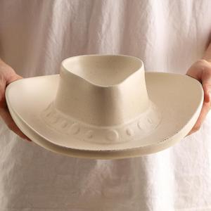Chip and Dip Serving Set Bowl Cowboy Hat Chips and Salsa Serving Dish.10.6 x 11.6 x 3.5 in (White)