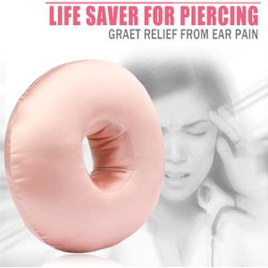 Washable Ear Piercing Pillowcase Luxury Satin Ear Hole Silky Pillowcase for Pierced Ear Side Sleepers Ear Inflammation Pressure Sore Pain Relief Support Neck Head Coral