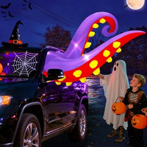 4.5 FT Halloween Inflatable Trunk or Treat Car Decorations Octopus Tentacles Broke Out from Car Window with 3 Built-in LEDs Lights, Blow Up Spooky Octopus Legs Car Decor for SUVs Sedans Outdoor Yard