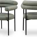 Meridian Furniture Blake Collection Modern | Contemporary Upholstered Dining Chair with Metal Frame, 28.5" W x 24" D x 31.5" H, Green, Set of 2, Vegan Leather