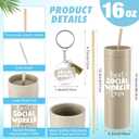 Honeydak 8 Pcs Social Worker Appreciation Week Gifts 16oz Plastic Cups with Lids and Straws Keychains Bow OPP Packaging Bag Social Worker Graduation Gifts Thank You for Team Staff(Dark,Coffee)