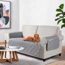 TAOCOCO Waterproof Loveseat Covers for Pets Dogs with Non Slip Backing, Sofa Seat Covers with Pocket for 2 Cushion Couch Washable Dog Couch Cover Protector Sofa Slipcovers(Loveseat Plus, Light Gray)