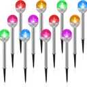 12 Pcs Solar Lights Garden Decorations, Cracked Glass Ball LED 7 Color Changing Solar Outdoor Lights Decorative for Yard Patio Landscape Pathway Decor