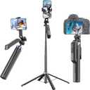 71" Selfie Stick Phone Tripod with Wireless Remote & 2 Fill Lights, Extendable Aluminum Phone Stand for iPhone/Android/Camera, Portable Travel Tripod for Vlogging, Live Streaming, Video Recording