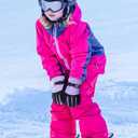 SATINIOR 2 Pairs Kids Waterproof Winter Snow Gloves Ski Gloves for Boy Girl Outdoor Warm Thickening Snowboar (6-10 Years, Light Purple, Cyan)