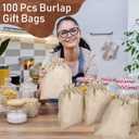 Berlune 100 Pcs Burlap Bags with Drawstring 7 x 9 Inch Party Favor Bags Bulk for Christmas Gift Wedding Favors Jewelry Pouches DIY Craft