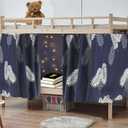 2 PCS Palm Leaf Bunk Bed Curtains Dorm Privacy Cover Decor Dustproof Blackout, 78"L x 1.5"W x 43"H