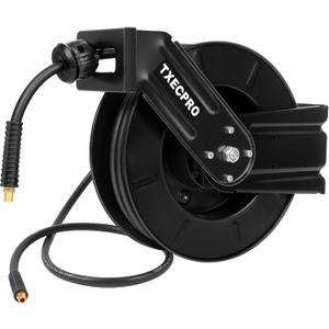 Retractable Air Hose Reel, 3/8 IN x 50 FT Hybrid Air Hose Max 300 PSI, Air compressor hose reel with 5 ft Lead in, Ceiling/Wall Mounted air hose reel,Heavy Duty air tool