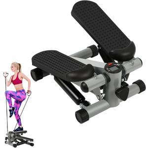 Panana Mini Steppers Exercise Machine Stair Stepper with Resistance Bands Full Body Cardio Equipment 330lbs Weight Capacity for Home Use