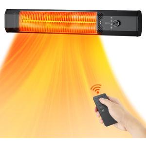Outdoor Patio Heater with 9 Heat Levels,Wall Mounted Space Heater for Garage Backyard Room Indoor,1500W Fast Electric Infrared Heater with Remote Control,9H Timers,Waterproof,Child Lock