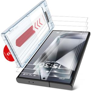 bersem 3 Pack for Samsung Galaxy S24 Ultra Screen Protector + 1 Pack Camera Lens Protector, 9H+ Tempered Glass Film with Customized Installation Tray, Military Grade Shatterproof, HD Clear
